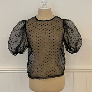 NWT Zara Sheer Polka Dot Top size Small
